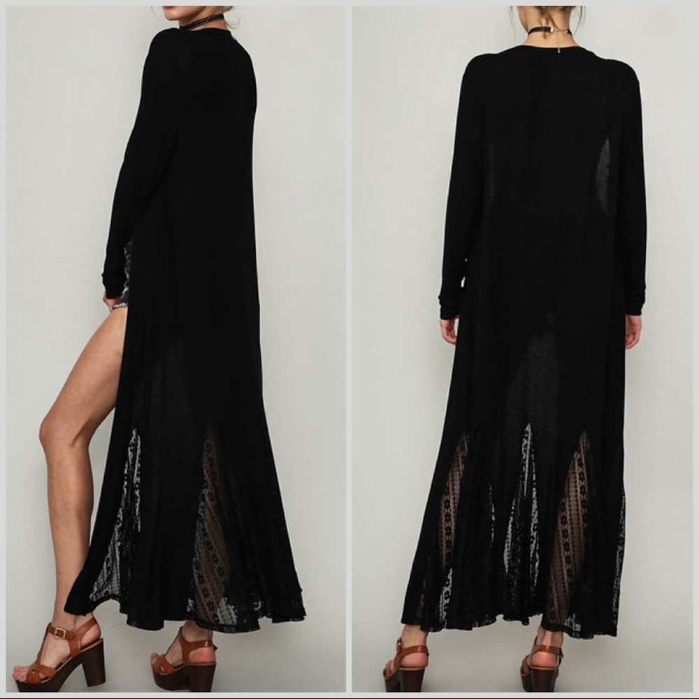 Last 1 - Store Closing‼️ Long Black Lace Cardigan - Picture 2 of 5